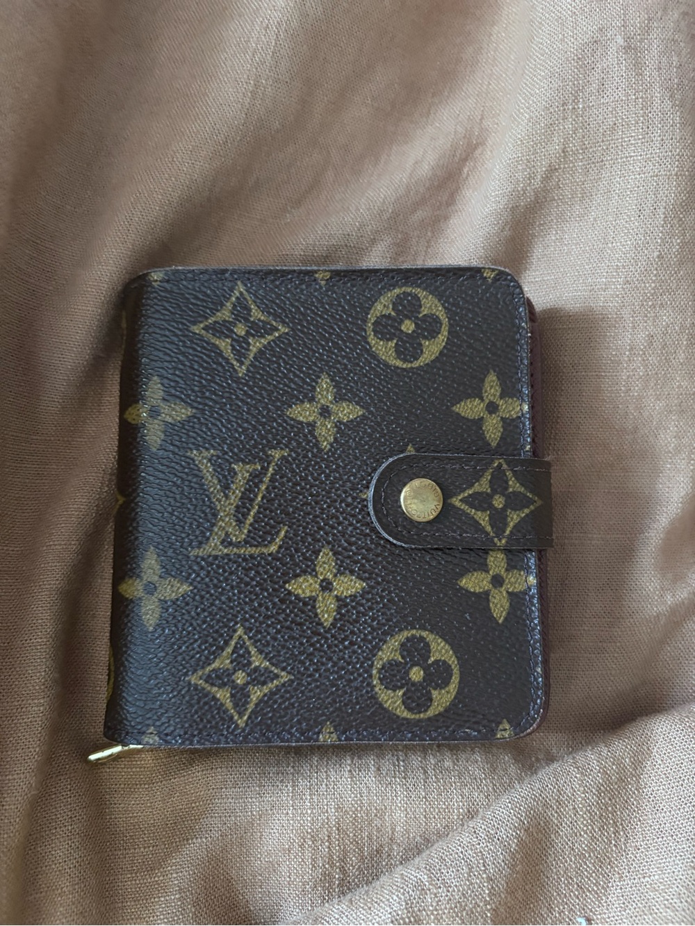 Louis Vuitton Monogram Zip & Snap Wallet in Dark Brown and Gold Print